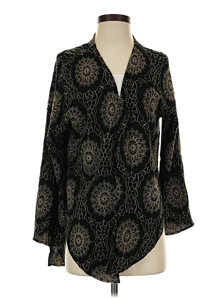 Pre-owned Altar'd State Long Sleeve Blouse In Black