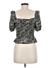 Heatherly 100% Polyester Blue Black Short Sleeve Blouse Size M - photo 2