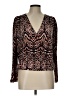 Veronica M. Animal Print Brown Long Sleeve Blouse Size L - photo 1