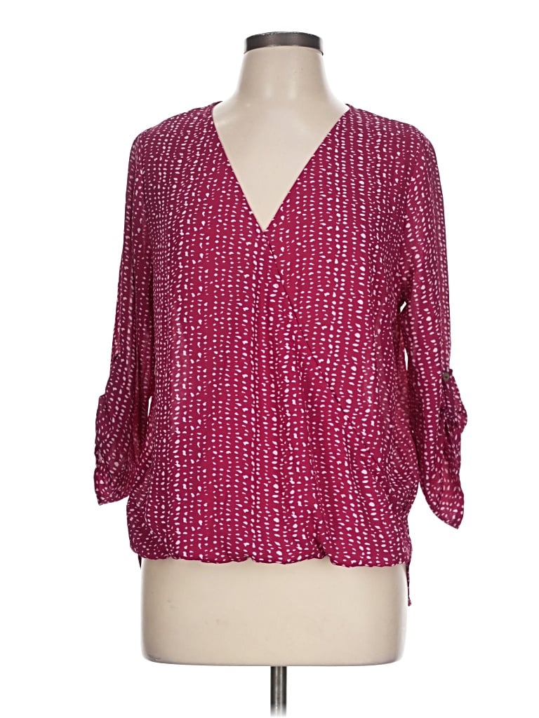 Pre-owned West Kei 3/4 Sleeve Blouse In Burgundy