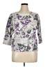 Basic Editions Floral Gray 3/4 Sleeve T-Shirt Size XL - photo 1