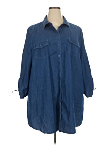 New Directions 3/4 Sleeve Button-Down Shirt (view 1)