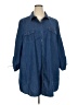 New Directions Blue 3/4 Sleeve Button-Down Shirt Size 3X - photo 1