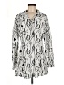 Love Aztec Or Tribal Print Silver Long Sleeve Blouse Size M - photo 1
