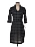 Connected Apparel Plaid Gray Casual Dress Size 4 (petite) - photo 1