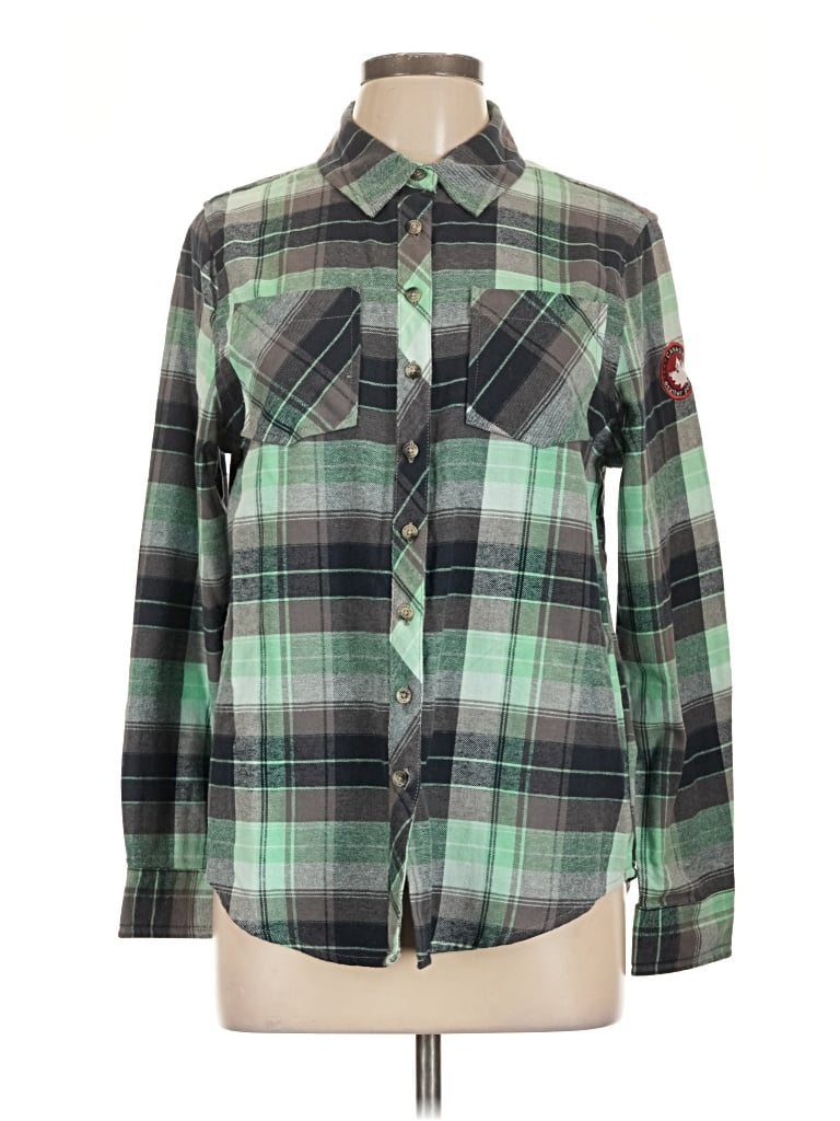 Pre-owned Canada Weather Gear Long Sleeve Button Down Shirt In Green
