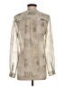 Ecru 100% Polyester Metallic Ivory Long Sleeve Blouse Size S - photo 2