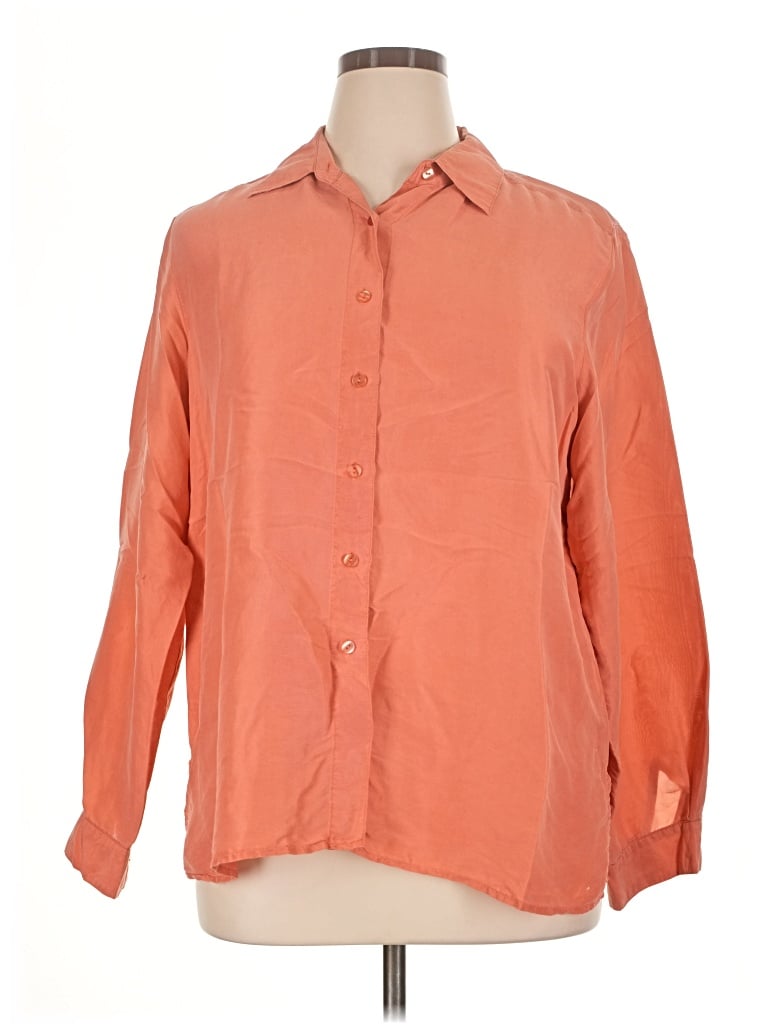 Pre-owned Coldwater Creek 3/4 Sleeve Button Down Shirt In Orange