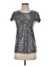 DKNY 100% Cotton Metallic Silver Short Sleeve Top Size P (petite) - photo 1