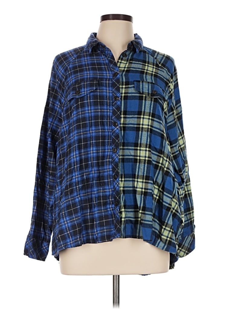 Pre-owned Wild Fable Long Sleeve Blouse In Blue