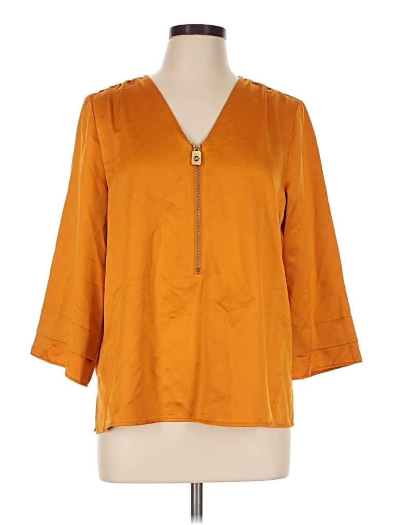 Pre-owned Michael Michael Kors 3/4 Sleeve Blouse In Orange