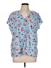 Hilary Radley Blue Short Sleeve Blouse Size L - photo 1