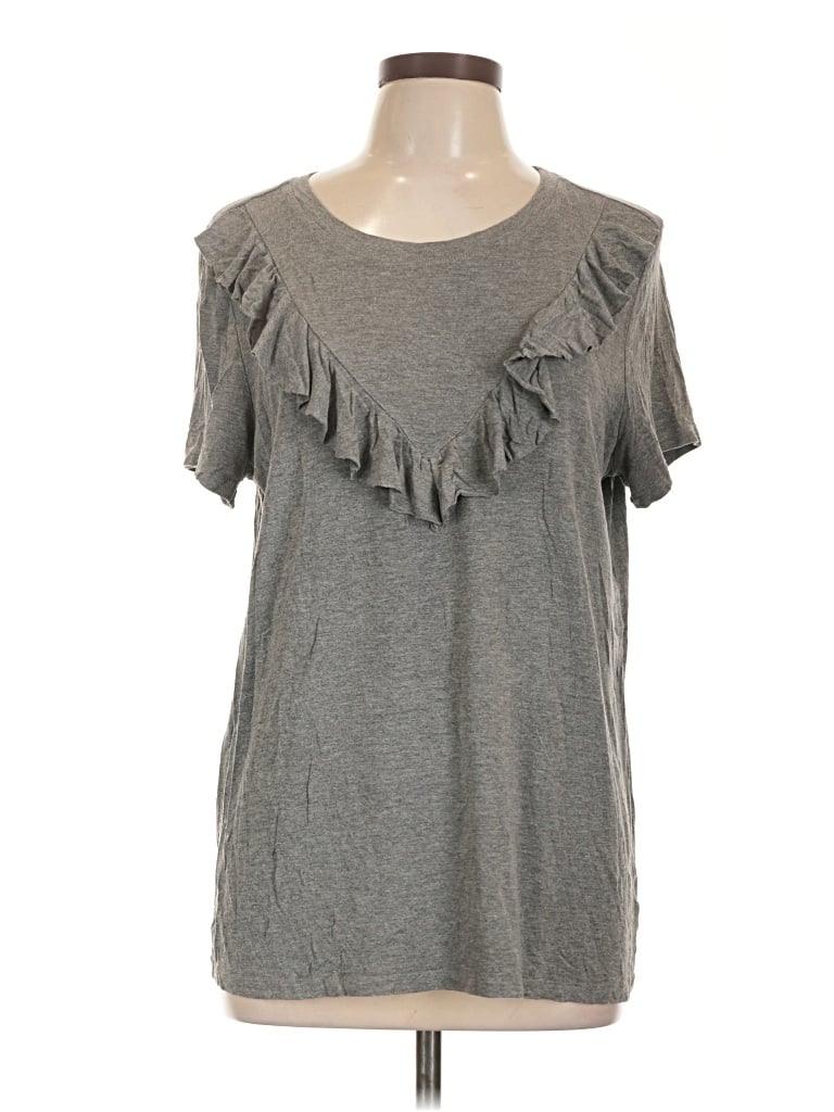 Pre-owned Torrid Short Sleeve Top Gray Scoop Neck Tops