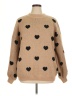 Shein 100% Polyester Hearts Tan Pullover Sweater Size XL - photo 1