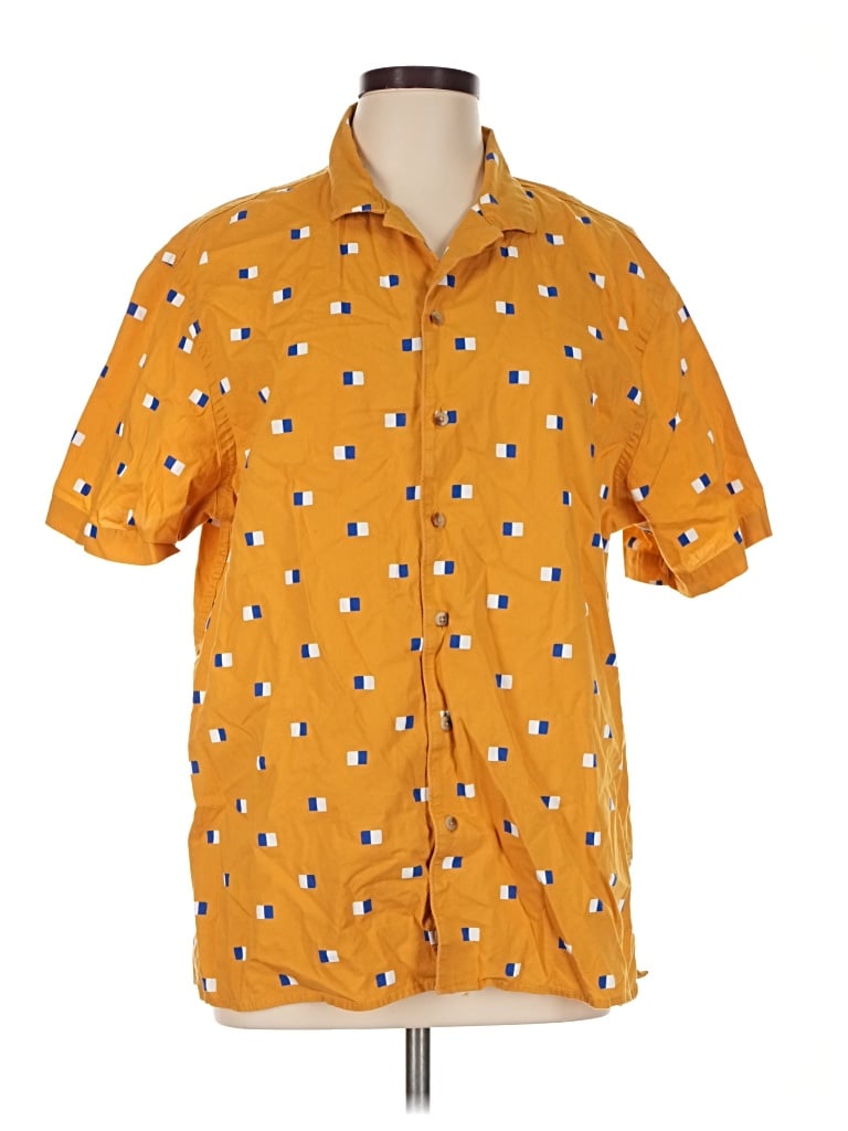 Pre-owned Old Navy Short Sleeve Button Down Shirt In Orange