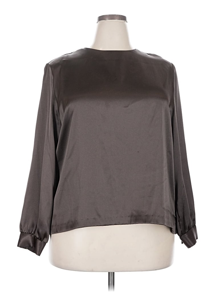 Pre-owned Assorted Brands Long Sleeve Blouse In Gray
