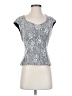 DressBarn Floral Silver Short Sleeve Top Size 4 - photo 1
