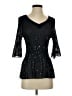First Choice 100% Polyester Black 3/4 Sleeve Top Size S (estimated) - photo 1