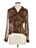 T Tahari 100% Polyester Paisley Brown Long Sleeve Blouse Size M - photo 1
