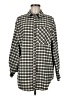 Topshop Checkered-gingham Gray Long Sleeve Button-Down Shirt Size 8 - photo 1