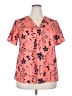 Unbranded 100% Polyester Floral Orange Short Sleeve Blouse Size 1X - photo 1