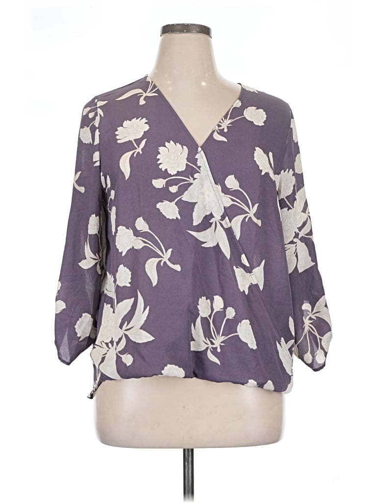Pre-owned West Kei 3/4 Sleeve Blouse In Purple
