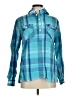 Utility 100% Cotton Plaid Teal Long Sleeve Blouse Size M - photo 1