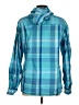 Utility 100% Cotton Plaid Teal Long Sleeve Blouse Size M - photo 2