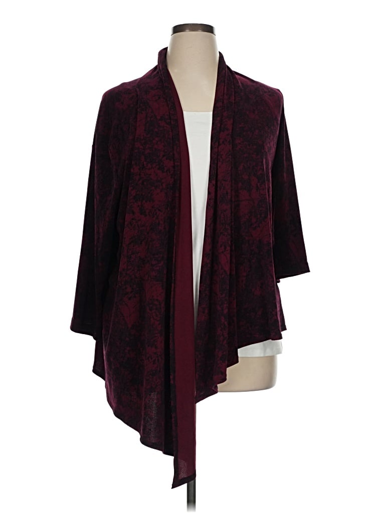 Pre-owned Laura Scott Cardigan Sweater In Burgundy