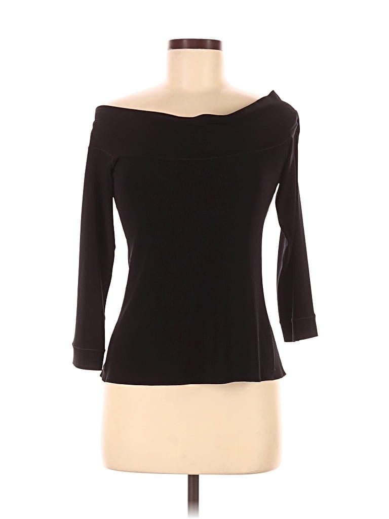 Pre-owned Eva Varro 3/4 Sleeve Top Black One Shoulder Neckline Tops