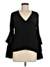 Alexis 100% Silk Black Long Sleeve Silk Top Size M - photo 1