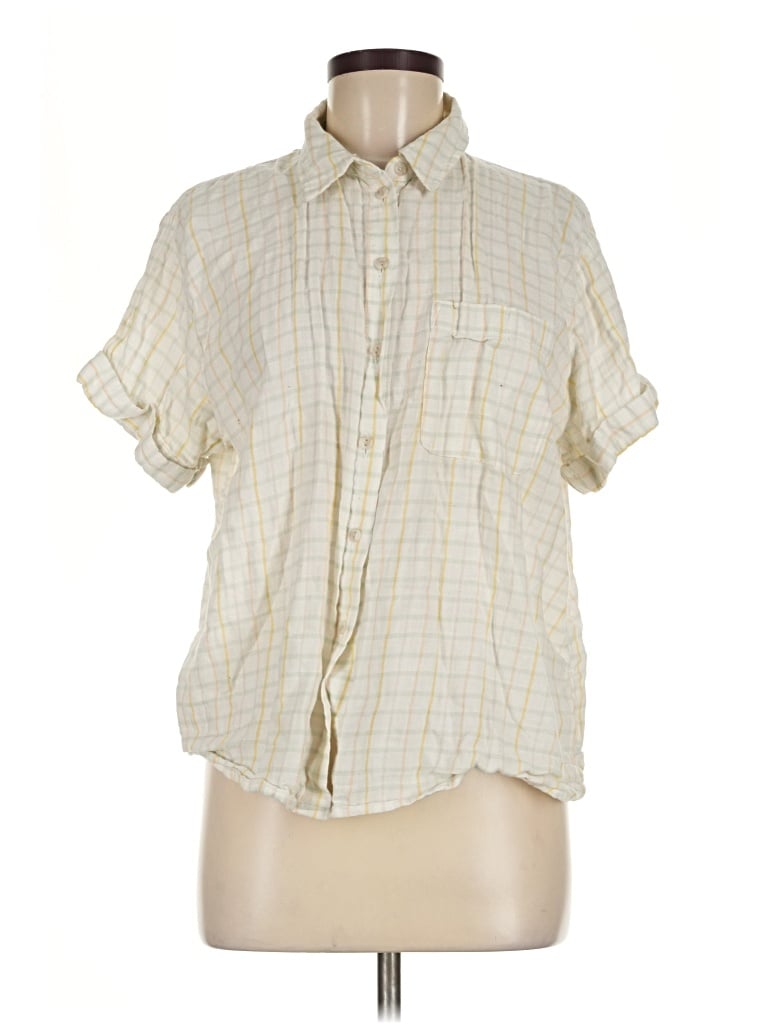 Pre-owned Universal Thread Short Sleeve Blouse In Ivory