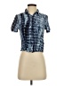 Pull&Bear Tie-dye Blue Short Sleeve Blouse Size S - photo 1