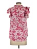 Flower & Feather Pink Short Sleeve Blouse Size S - photo 2