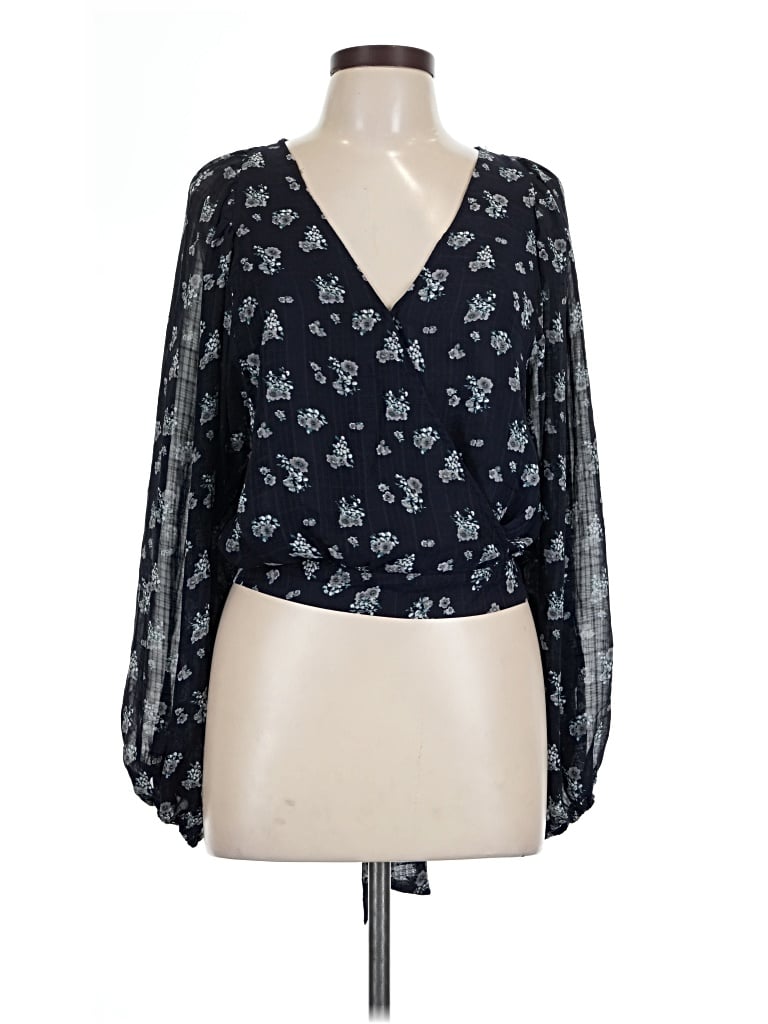Pre-owned Astr Long Sleeve Blouse In Black