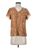 Shein 100% Polyester Animal Print Brown Short Sleeve T-Shirt Size 2 - photo 1