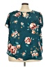 Torrid 100% Polyester Floral Teal Short Sleeve Blouse Size 3X Plus (3) - photo 1