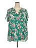 Torrid 100% Polyester Floral Green Short Sleeve Blouse Size 3X Plus (3) - photo 1