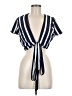 Dee Elly 100% Polyester Blue Short Sleeve Blouse Size M - photo 1