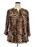 Cocomo Animal Print Brown 3/4 Sleeve Blouse Size 2X - photo 1