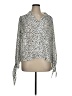 Topshop 100% Polyester Animal Print Silver 3/4 Sleeve Blouse Size 14 - photo 1