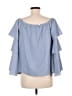 WAYF 100% Polyester Blue 3/4 Sleeve Blouse Size M - photo 2