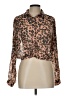 Papaya 100% Polyester Animal Print Brown Long Sleeve Blouse Size L - photo 1