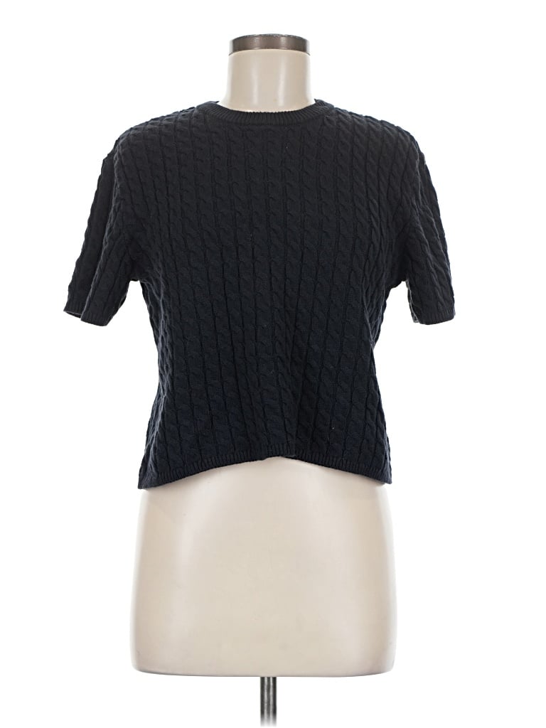 Pre-owned H&m Short Sleeve Top Black Crew Neck Tops