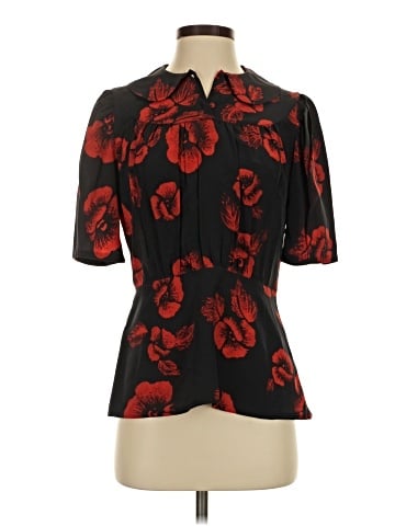 McQ Alexander McQueen Short Sleeve Silk Top (view 1)
