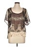 Awake 100% Polyester Brown Short Sleeve Blouse Size L - photo 1