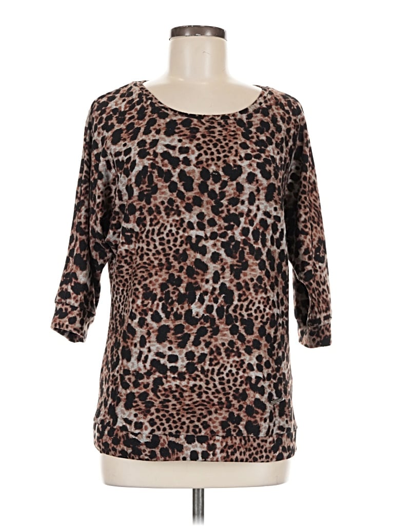 Pre-owned Adrienne Vittadini 3/4 Sleeve T-shirt In Brown