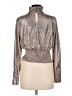 Skies Are Blue Metallic Silver Long Sleeve Top Size M - photo 2