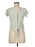 Sim & Sam 100% Rayon Stripes Green Short Sleeve Blouse Size M - photo 1