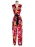 Diane von Furstenberg 100% Silk Print Red Jumpsuit Size 6 - photo 1